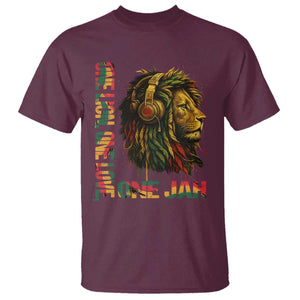 One Love Rasta Lion T Shirt Rastafari Reggae Jamaica Roots Lion of Judah Dreadlocks TS10 Maroon Print Your Wear