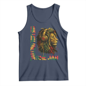 One Love Rasta Lion Tank Top Rastafari Reggae Jamaica Roots Lion of Judah Dreadlocks TS10 Navy Print Your Wear