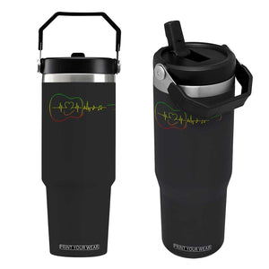 Guitar Rastafari Heartbeat Flip Straw Tumbler Jamaica ECG Pulse Rasta Reggae Music Vibes TS10 One Size: 30 oz Black Print Your Wear