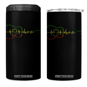 Guitar Rastafari Heartbeat 4 in 1 Can Cooler Tumbler Jamaica ECG Pulse Rasta Reggae Music Vibes TS10 One Size: 16 oz Black Print Your Wear