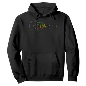 Guitar Rastafari Heartbeat Hoodie Jamaica ECG Pulse Rasta Reggae Music Vibes TS10 Black Print Your Wear