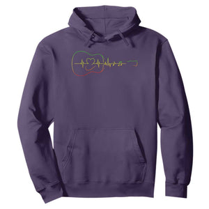 Guitar Rastafari Heartbeat Hoodie Jamaica ECG Pulse Rasta Reggae Music Vibes TS10 Purple Print Your Wear