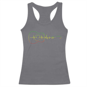 Guitar Rastafari Heartbeat Racerback Tank Top Jamaica ECG Pulse Rasta Reggae Music Vibes TS10 Charcoal Print Your Wear