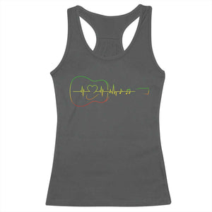 Guitar Rastafari Heartbeat Racerback Tank Top Jamaica ECG Pulse Rasta Reggae Music Vibes TS10 Dark Heather Print Your Wear