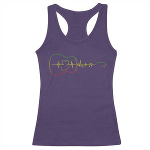 Guitar Rastafari Heartbeat Racerback Tank Top Jamaica ECG Pulse Rasta Reggae Music Vibes TS10 Purple Print Your Wear