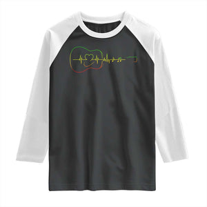 Guitar Rastafari Heartbeat Raglan Shirt Jamaica ECG Pulse Rasta Reggae Music Vibes TS10 Black White Print Your Wear