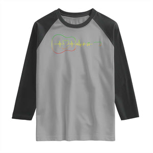 Guitar Rastafari Heartbeat Raglan Shirt Jamaica ECG Pulse Rasta Reggae Music Vibes TS10 Sport Gray Black Print Your Wear
