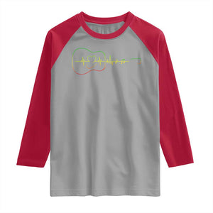 Guitar Rastafari Heartbeat Raglan Shirt Jamaica ECG Pulse Rasta Reggae Music Vibes TS10 Sport Gray Red Print Your Wear