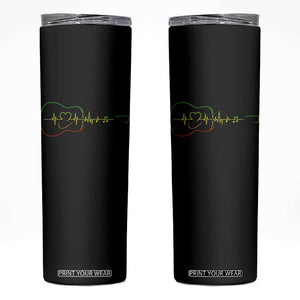 Guitar Rastafari Heartbeat Skinny Tumbler Jamaica ECG Pulse Rasta Reggae Music Vibes TS10 Black Print Your Wear
