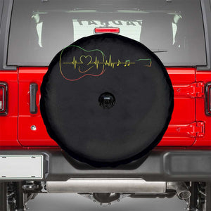 Guitar Rastafari Heartbeat Spare Tire Cover Jamaica ECG Pulse Rasta Reggae Music Vibes TS10 Black Print Your Wear