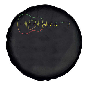 Guitar Rastafari Heartbeat Spare Tire Cover Jamaica ECG Pulse Rasta Reggae Music Vibes TS10 Print Your Wear