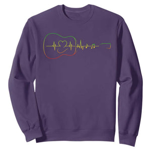 Guitar Rastafari Heartbeat Sweatshirt Jamaica ECG Pulse Rasta Reggae Music Vibes TS10 Purple Print Your Wear