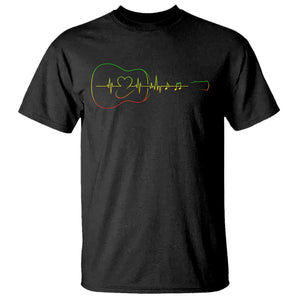 Guitar Rastafari Heartbeat T Shirt Jamaica ECG Pulse Rasta Reggae Music Vibes TS10 Black Print Your Wear
