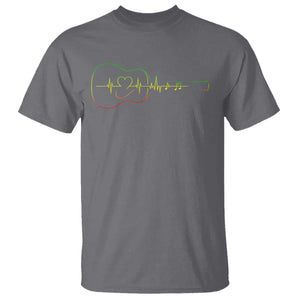 Guitar Rastafari Heartbeat T Shirt Jamaica ECG Pulse Rasta Reggae Music Vibes TS10 Charcoal Print Your Wear