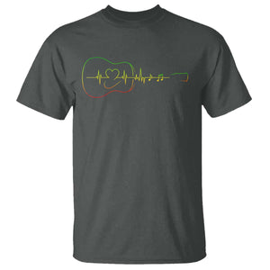 Guitar Rastafari Heartbeat T Shirt Jamaica ECG Pulse Rasta Reggae Music Vibes TS10 Dark Heather Print Your Wear