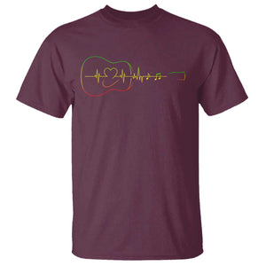 Guitar Rastafari Heartbeat T Shirt Jamaica ECG Pulse Rasta Reggae Music Vibes TS10 Maroon Print Your Wear