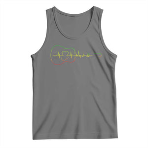 Guitar Rastafari Heartbeat Tank Top Jamaica ECG Pulse Rasta Reggae Music Vibes TS10 Black Heather Print Your Wear