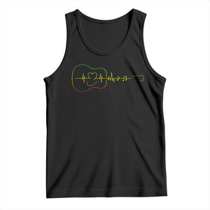 Guitar Rastafari Heartbeat Tank Top Jamaica ECG Pulse Rasta Reggae Music Vibes TS10 Black Print Your Wear