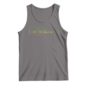 Guitar Rastafari Heartbeat Tank Top Jamaica ECG Pulse Rasta Reggae Music Vibes TS10 Deep Heather Print Your Wear