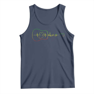 Guitar Rastafari Heartbeat Tank Top Jamaica ECG Pulse Rasta Reggae Music Vibes TS10 Navy Print Your Wear