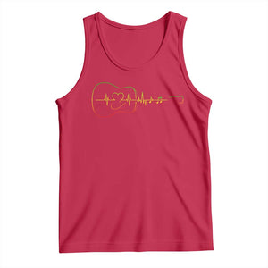 Guitar Rastafari Heartbeat Tank Top Jamaica ECG Pulse Rasta Reggae Music Vibes TS10 Red Print Your Wear