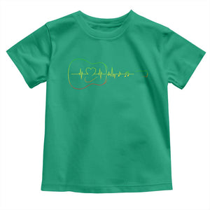 Guitar Rastafari Heartbeat Toddler T Shirt Jamaica ECG Pulse Rasta Reggae Music Vibes TS10 Irish Green Print Your Wear