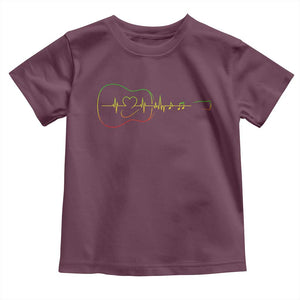 Guitar Rastafari Heartbeat Toddler T Shirt Jamaica ECG Pulse Rasta Reggae Music Vibes TS10 Maroon Print Your Wear