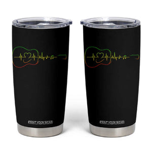 Guitar Rastafari Heartbeat Tumbler Cup Jamaica ECG Pulse Rasta Reggae Music Vibes TS10 Black Print Your Wear