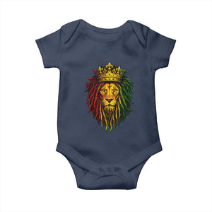 Rasta Reggae Lion Baby Onesie Jamaican Pride Lion of Judah Gift for Rastafari TS10 Navy Print Your Wear