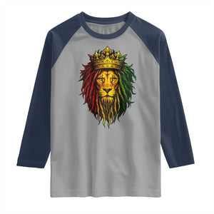 Rasta Reggae Lion Raglan Shirt Jamaican Pride Lion of Judah Gift for Rastafari TS10 Sport Gray Navy Print Your Wear