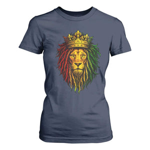 Rasta Reggae Lion T Shirt For Women Jamaican Pride Lion of Judah Gift for Rastafari TS10 Navy Print Your Wear