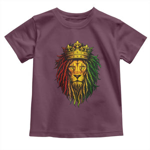 Rasta Reggae Lion Toddler T Shirt Jamaican Pride Lion of Judah Gift for Rastafari TS10 Maroon Print Your Wear