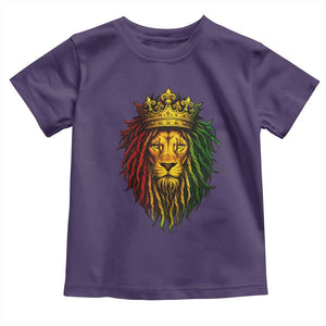 Rasta Reggae Lion Toddler T Shirt Jamaican Pride Lion of Judah Gift for Rastafari TS10 Purple Print Your Wear
