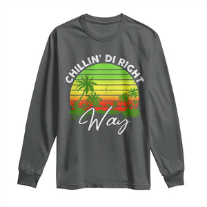 Jamaican Reggae Vibes Long Sleeve Shirt Retro Rasta Sunset Chill Chillin Di Right Way TS10 Dark Heather Print Your Wear