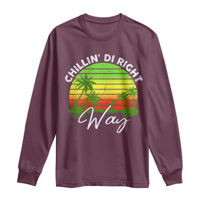 Jamaican Reggae Vibes Long Sleeve Shirt Retro Rasta Sunset Chill Chillin Di Right Way TS10 Maroon Print Your Wear