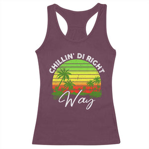 Jamaican Reggae Vibes Racerback Tank Top Retro Rasta Sunset Chill Chillin Di Right Way TS10 Maroon Print Your Wear