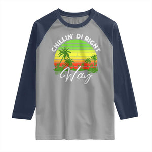 Jamaican Reggae Vibes Raglan Shirt Retro Rasta Sunset Chill Chillin Di Right Way TS10 Sport Gray Navy Print Your Wear