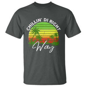 Jamaican Reggae Vibes T Shirt Retro Rasta Sunset Chill Chillin Di Right Way TS10 Dark Heather Print Your Wear