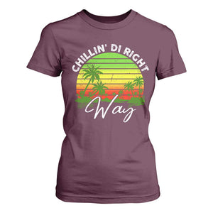 Jamaican Reggae Vibes T Shirt For Women Retro Rasta Sunset Chill Chillin Di Right Way TS10 Maroon Print Your Wear