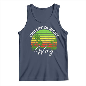 Jamaican Reggae Vibes Tank Top Retro Rasta Sunset Chill Chillin Di Right Way TS10 Navy Print Your Wear