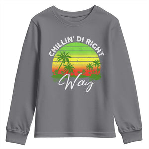 Jamaican Reggae Vibes Youth Sweatshirt Retro Rasta Sunset Chill Chillin Di Right Way TS10 Charcoal Print Your Wear