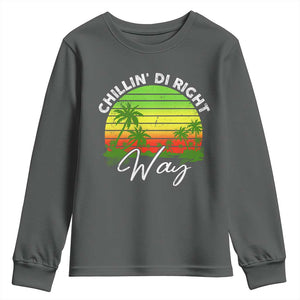 Jamaican Reggae Vibes Youth Sweatshirt Retro Rasta Sunset Chill Chillin Di Right Way TS10 Dark Heather Print Your Wear