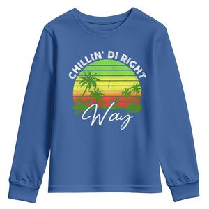 Jamaican Reggae Vibes Youth Sweatshirt Retro Rasta Sunset Chill Chillin Di Right Way TS10 Royal Blue Print Your Wear