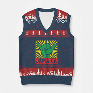 Jamaica Rasta Shaka Sign V-Neck Knit Sweater Vest Retro Reggae Vibes TS10 Navy Red Print Your Wear