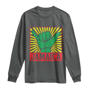 Jamaica Rasta Shaka Sign Long Sleeve Shirt Retro Reggae Vibes TS10 Dark Heather Print Your Wear