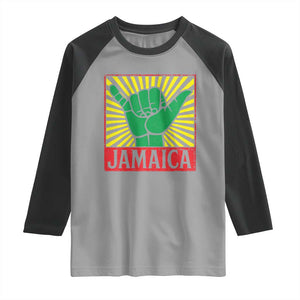 Jamaica Rasta Shaka Sign Raglan Shirt Retro Reggae Vibes TS10 Sport Gray Black Print Your Wear