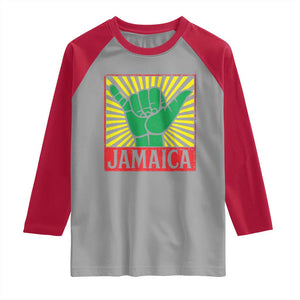 Jamaica Rasta Shaka Sign Raglan Shirt Retro Reggae Vibes TS10 Sport Gray Red Print Your Wear