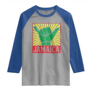 Jamaica Rasta Shaka Sign Raglan Shirt Retro Reggae Vibes TS10 Sport Gray Royal Print Your Wear
