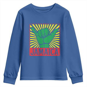 Jamaica Rasta Shaka Sign Youth Sweatshirt Retro Reggae Vibes TS10 Royal Blue Print Your Wear