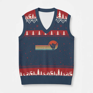 Shaka Hand V-Neck Knit Sweater Vest Retro Vintage Shaka Sign Rasta Hawaii Hawaiian TS10 Navy Red Print Your Wear